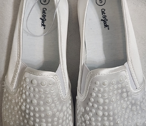 Cat & Jack White Pearl Embellished Sneakers - Picture 2 of 4